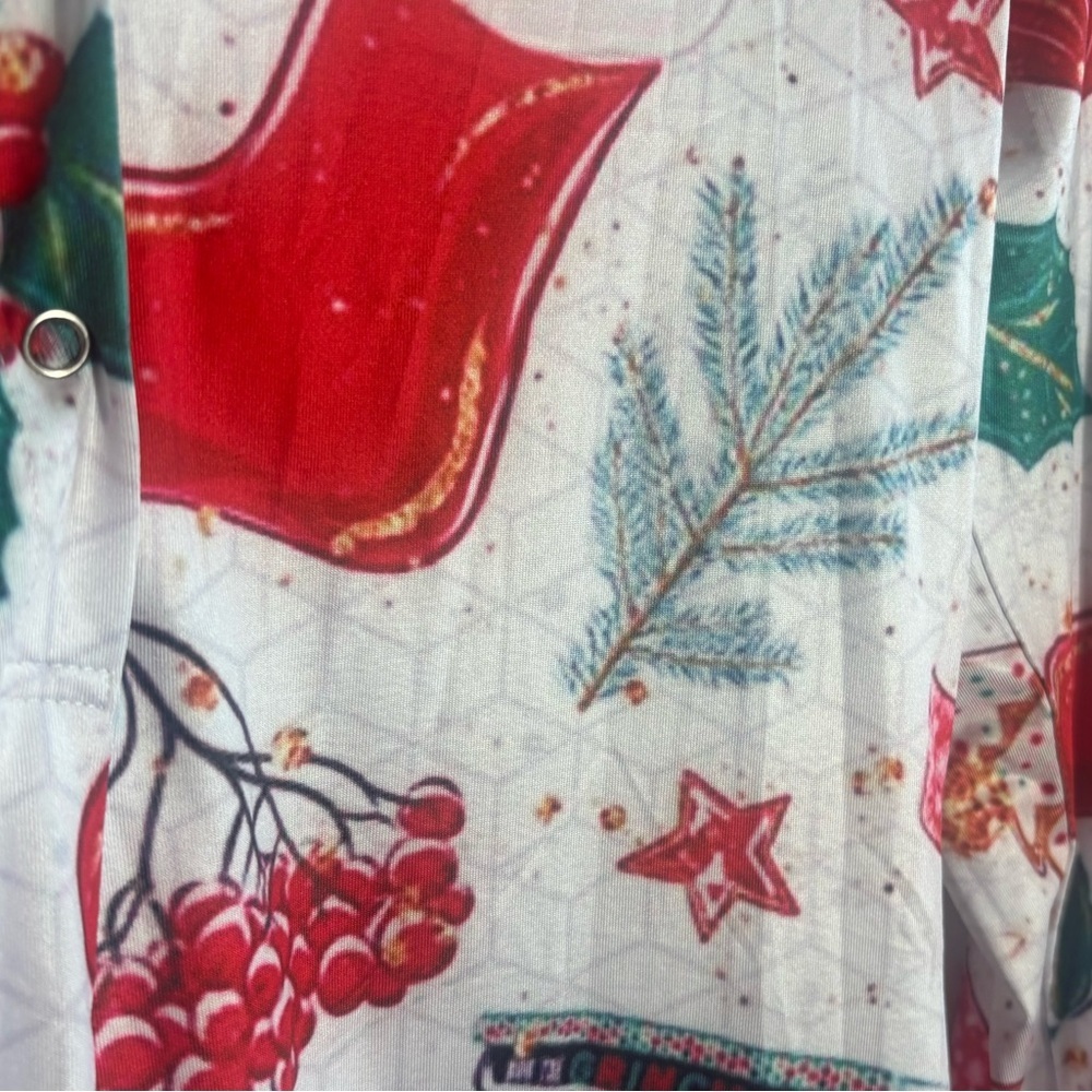 Women’s Christmas Pajama Romper – Long Sleeve, Henley Style, NWOT - Picture 3 of 5